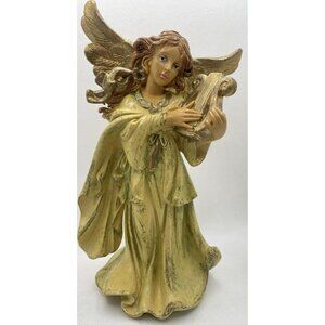 Vintage Angel Figurine Euromarchi Harp ITALY Musician Nativity 8”